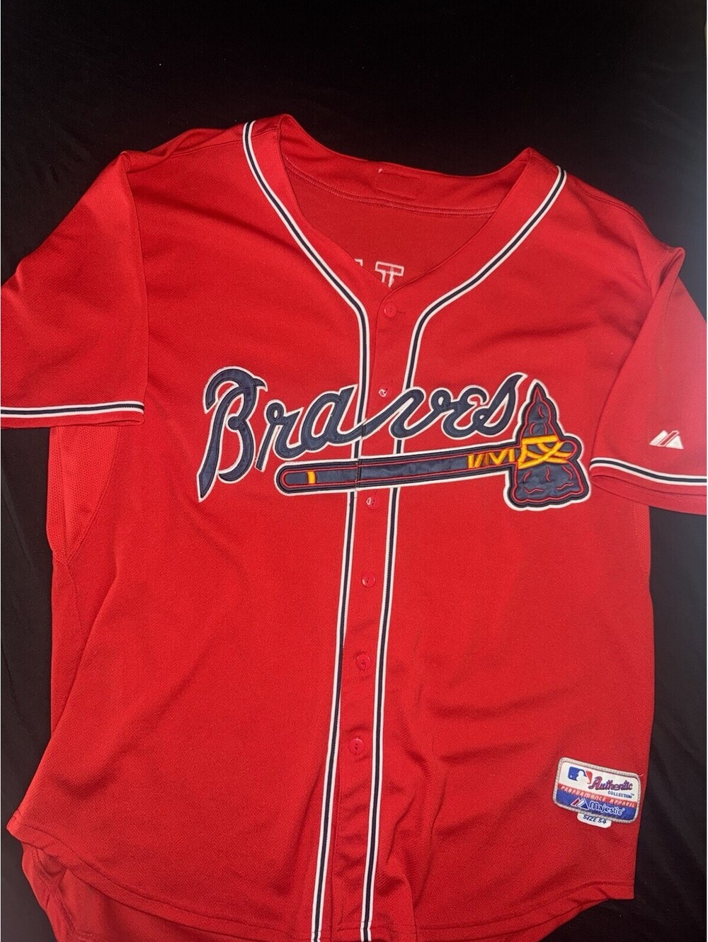 Size 54. Atlanta Braves #24 Evan Gattis Jersey By Majestic Stitched